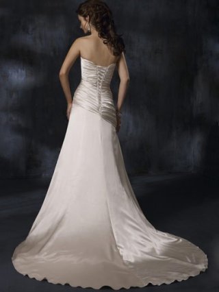 Sophisticated Floor Length A-Line Strapless Low Back Sweep Train With Sequins,Bandage Wedding Dresses WDresses00887