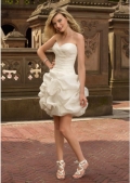 Sweetheart Pleated Tea Length Discount Design Wedding dress