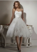 Princess Sweetheart Strapless Embroider Puffed Keen Length