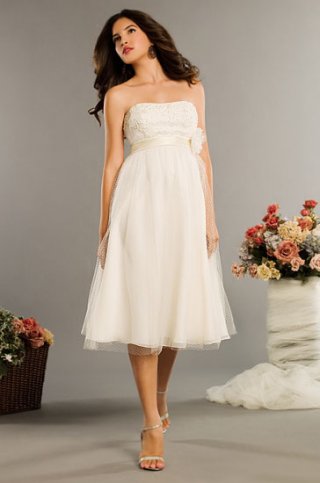 Strapless Empire Waist Chiffon Keen Length Wedding Dress 2011