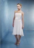 Strapless Keen Length Discount Wedding Dress with A long Sash