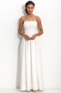Eliza J Strapless Lace & Shantung Gown