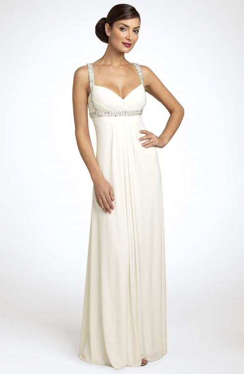 JS Boutique Beaded Crisscross Matte Jersey Gown JS Boutique Beaded Crisscross Matte Jersey Gown