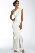 Adrianna Papell One Shoulder Twist Charmeuse Gown