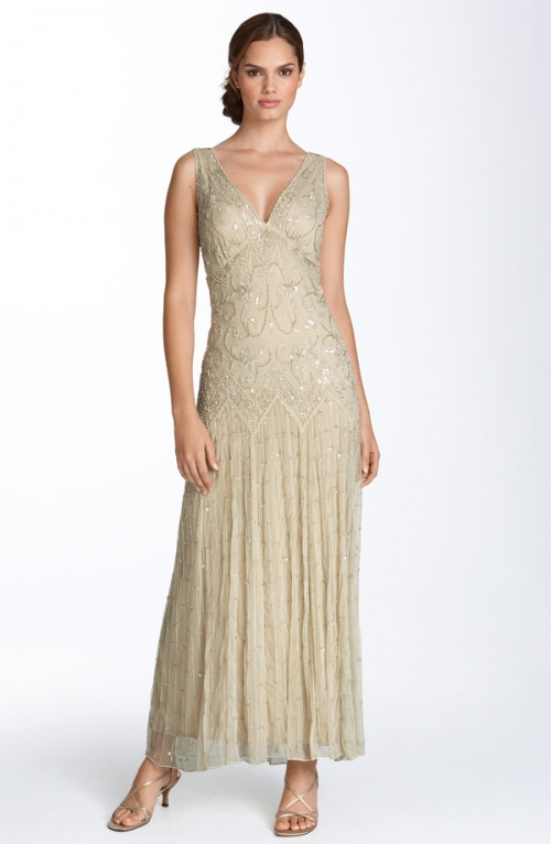 Pisarro Nights Beaded Mesh Gown Pisarro Nights Beaded Mesh Gown