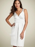 Knee Length Satin V-Neck Column Wedding Dress