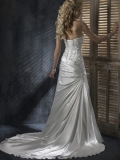 Special Floor Length A-Line Strapless Low Back Sweep Train With Applique,Bandage Wedding Dresses WDresses00932