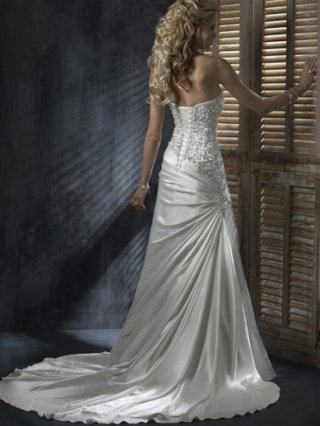 Special Floor Length A-Line Strapless Low Back Sweep Train With Applique,Bandage Wedding Dresses WDresses00932