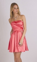 Pink A line Short Strapless Dress