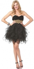 Short Black Strapless Sweetheart Prom Dress