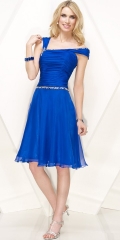 Short Blue Beaded Prom Dress