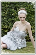Tulle Sweetheart Neckline A Line Short Grey Prom Dress with Ruched Waistline