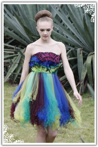 Tulle Strapless A Line Short Colorful Skirt with Fashion Hemming Designs