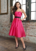 Taffeta Strapless Short A Line Bridesmaid Dresses with Black Sash