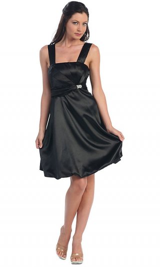 Shirred Bodice Satin Party Dress