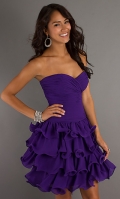 Strapless Purple Party Dress