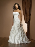 Strapless Pleated Bodice Ball Gown Wedding Dress