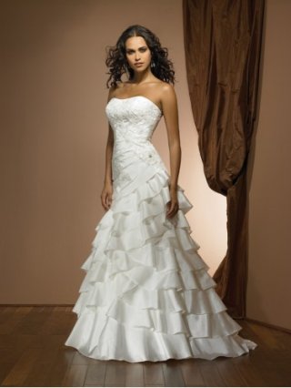 Strapless Pleated Bodice Ball Gown Wedding Dress