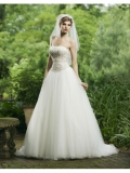 Strapless Softly Curved Neckline Ball Gown Wedding Dress