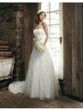 Strapless Sweetheart Embroidered Bodice Ball Gown Wedding Dress