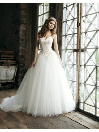Strapless Sweetheart Intricately Hand-Beaded Bodice Ball Gown Wedding Dress