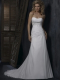 Striking Floor Length A-Line Strapless Low Back Sweep Train With Embroidery,Bandage Wedding Dresses WDresses00794