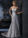 Stylish Floor Length A-Line Sweetheart Low Back Sweep Train With Applique,Bandage Wedding Dresses WDresses00938
