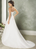 Superior Floor Length A-Line Strapless Low Back Sweep Train With Embroidery,Bandage Wedding Dresses WDresses00778