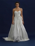 Superior Floor Length A-Line Sweetheart Low Back Sweep Train With Sash Wedding Dresses WDresses00876