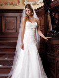 2011 A line Strapless organza&satin&taffeta Sweet wedding dress