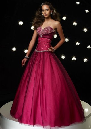 Tulle Sweetheart Strapless Neckilne Prom Dresses