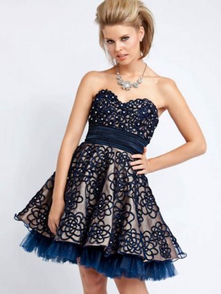 A-line Sweetheart Short/Mini Lace Prom Dress