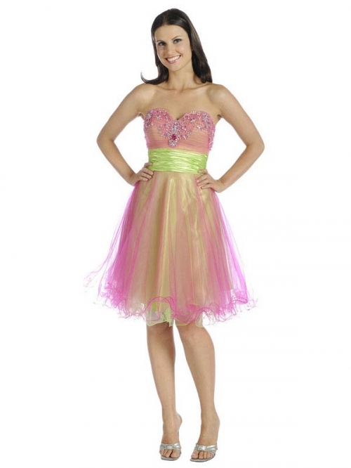 A-line Sweetheart Short/Mini Organza Prom Dress