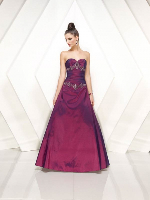 A-line Sweetheart Sweep Train Taffeta Prom Dress