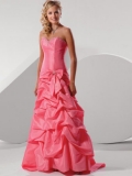 A-line Sweetheart Court Train Taffeta Prom Dress