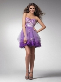 A-line Sweetheart Short/Mini Satin Organza Prom Dress