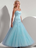 A-line Sweetheart Floor-length Satin Organza Prom Dress