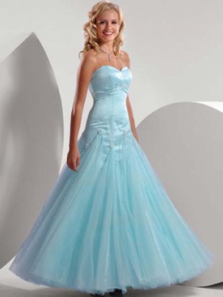 A-line Sweetheart Floor-length Satin Organza Prom Dress