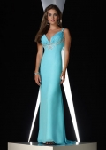 Chiffon Sexy V neck with Empire Slim Sheath Skirt Prom Dress