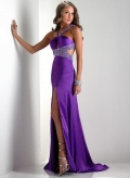 Satin Sexy Beaded Straps wih Slit Hot Sell Prom Evening Dresses