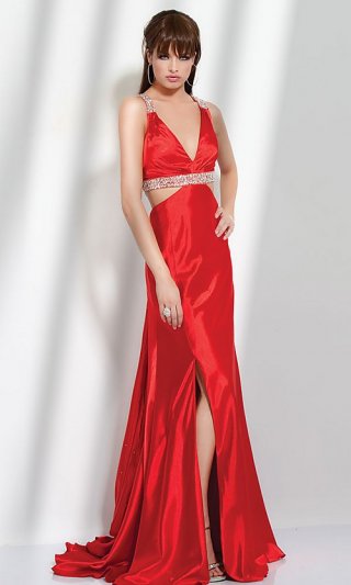 Floor Length Evening Gown with Beading V563