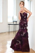 Sweetheart Neckline Purple Color Flower Evening Dress