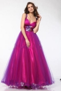 Tank Straps Hot Purple Glisten Belt Prom Dress 2012 New Arrival