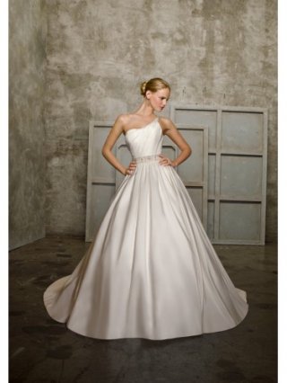 Taffeta One Shoulder Ball Gown Wedding Dress