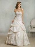 Taffeta Scooped Neckline beaded Bodice Ball Gown Wedding Dress