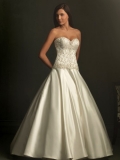 Taffeta Scooped Neckline Embroidered Bodice Ball Gown Wedding Dress