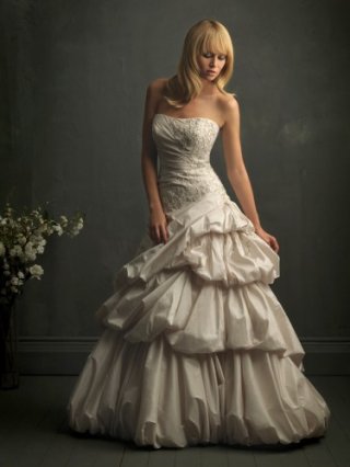 Taffeta Softly Curved Neckline Ball Gown Wedding Dress