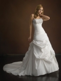 Taffeta Softly Curved Neckline Fitted Bodice Ball Gown Wedding Dress