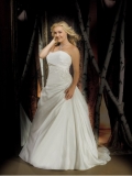 Taffeta Softly Curved Neckline Ruched Bodice Ball Gown Wedding Dress