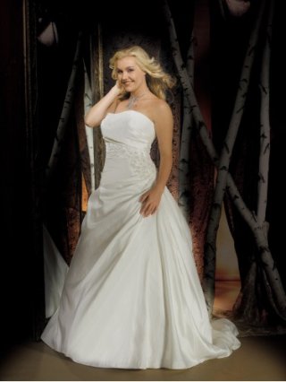 Taffeta Softly Curved Neckline Ruched Bodice Ball Gown Wedding Dress
